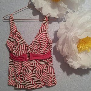 Paxy xx Hot Pink, Cream, Brown Tankini Top